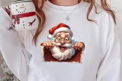 Christmas Santa Claus Peeking Clipart PNG Product Image 2
