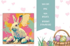 Retro Easter Square Coaster Designs, Retro Bunny Sublimation Product Image 2
