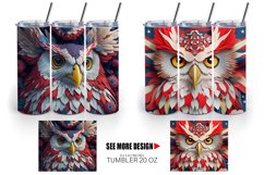 3D Owl American Patriotic Tumbler | 4th Of July Product Image 3