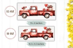 Watercolor Red Truck Mug Template, Love Hearts Mug Wrap Product Image 2