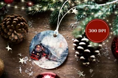 Winter Ornament PNG, Watercolor Christmas Train Ornament Product Image 2