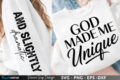 God Made Me Unique sleeve svg design, god svg, god made me Product Image 1
