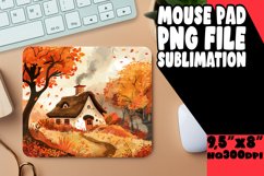 Fall Landscape Mouse Pad Watercolor Pattern Product Image 1