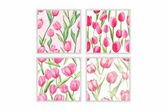 Watercolor Pink Tulip Flower Digital Paper Product Image 2