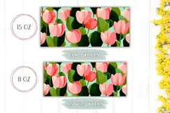 Pink Tulips Mug Wrap, Pink Flowers Mug, Floral Mug Design Product Image 2