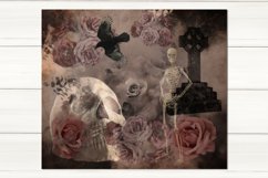 Gothic skull floral Skinny tumbler sublimation design Product Image 2