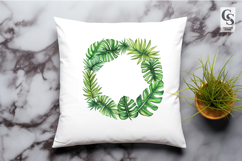 Green Tropical Leaf Wreath Clipart Sublimation PNG Product Image 3