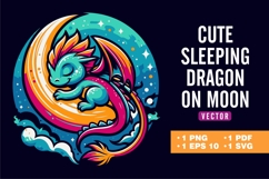 Cute Sleeping Dragon on Crescent Moon Product Image 2