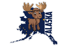 Cute Vector cartoon Alaska sticker with moose Product Image 1