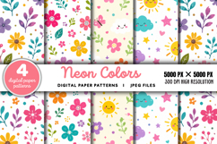 Neon Colors Digital Paper Pattern JPG Product Image 1