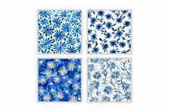 Watercolor Blue Aster Flower Digital Paper Product Image 2