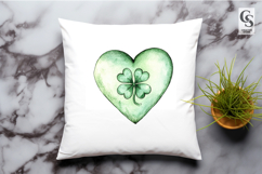 Watercolor Heart Clover Clipart Sublimation PNG Product Image 2