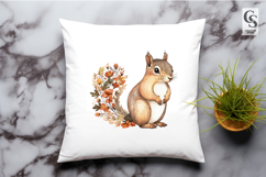 Floral Squirrel Watercolor Illustration Clipart PNG Product Image 2