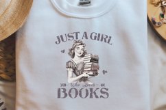 Retro Girl Quotes Just a girl who loves books png Product Image 2