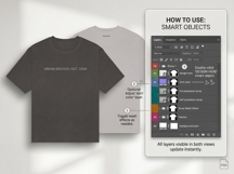 Streetwear Wash Effect T-Shirt PSD Mockup Bundle Front Back Product Image 2
