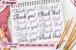 Thank you calligraphy hand lettering SVG for cricut Product Image 1