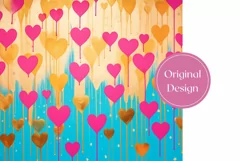 Cute Pink Hearts Tumbler Wrap, Valentine's Day Tumbler PNG Product Image 2