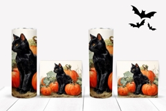 Black Cat Tumbler Design, Vintage Fall Pumpkins Tumbler Product Image 2