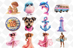 Summer Pink &amp; Blue Coastal Clipart - Summer Clipart 57 Png Product Image 4