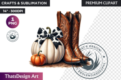 Western Coquette Pumpkin Autumn PNG, Cowgirl Fall clipart Product Image 1