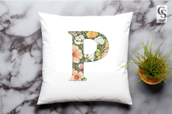 Floral Letter P Watercolor Alphabet Clipart Sublimation PNG Product Image 3