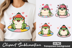 Cute Kawaii Frogs Clipart PNG Product Image 1