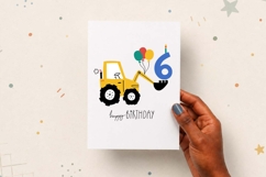 Sixth Birthday Excavator | Happy Birthday Card | EPS SVG PNG Product Image 2