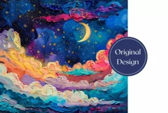Moon Tumbler Wrap Design, Colorful Sky Tumbler Sublimation Product Image 2