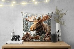 Knitted Winter Animals Pillow Case, Winter Forest Pillow Product Image 2