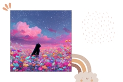 Sunset Pillow Case Design, Black Cat Pillow, Floral Pillow Product Image 2