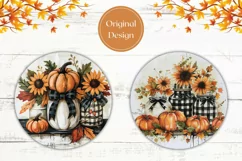 Watercolor Pumpkins Car Coasters, Sunflowers Car Coaster Product Image 2