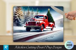 Vintage Truck with Christmas Tree Cutting Board PNG Design Product Image 1