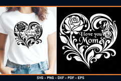 I love you mom, mothers day with floral flowers heart SVG Product Image 2
