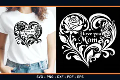 I love you mom, mothers day with floral flowers heart SVG Product Image 2