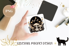 Moon Magnet, Mushrooms Magnet Design, Moth PNG Product Image 1