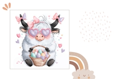 Funny Easter Cow Pillow Case, Easter Basket Pillow Design Product Image 2