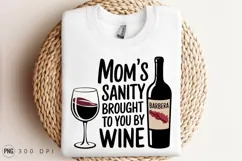 Funny Mom Wine Quote With Glass And Bottle PNG Product Image 2