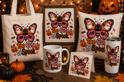 Halloween Butterfly PNG, Too Cute to Spook Sublimation Product Image 2