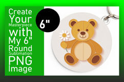 Trendy Round Design Keychain Template , Cute Bear Product Image 1