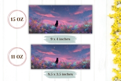 Sunset Mug Wrap, Black Cat Mug Design, Floral Mug Template Product Image 2