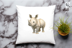 Baby Rhino Watercolor Clipart Sublimation PNG Product Image 2