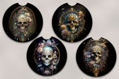 Car Coasters | 8 Car Coasters with Skull and flowers, PNG Product Image 3