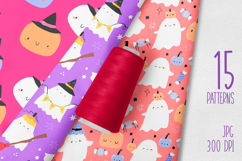 Cute Halloween Seamless Patterns Hand Drawn Ghosts Product Image 5