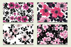 Pink &amp; Black Flowers Cutting Boards sublimation Design Product Image 2