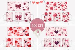 Cartoon Bows Mug Wrap Designs, Love Hearts Mug Sublimation Product Image 2