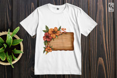 Vintage Floral Wooden Board Clipart Sublimation PNG Product Image 3