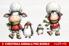 2 Christmas Animals PNG | Cute Festive Wildlife Clipart Product Image 1