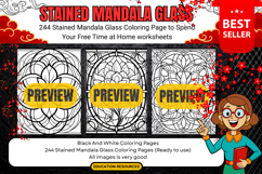 244 Stained Mandala Glass Coloring Page Christmas events Product Image 2