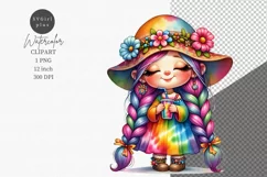 Gnome girl clipart, Hippie girl Product Image 1