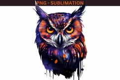Purple Owl PNG Sublimation Instant Download Product Image 1